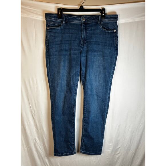 J. Jill Denim Authentic Fit Slim Ankle Jeans Size 14 Mid Rise Blue Jeans Pants - Picture 1 of 6